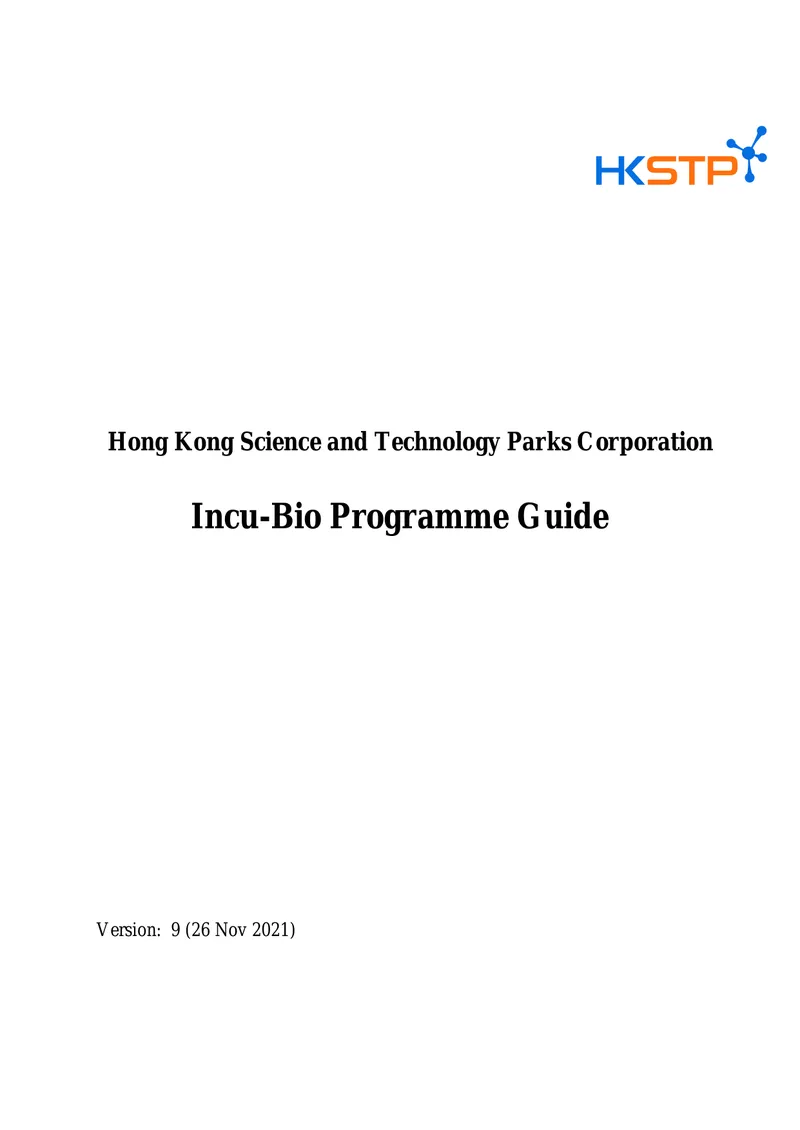 Incu-Bio Programme Guide for Biomedical Start-ups