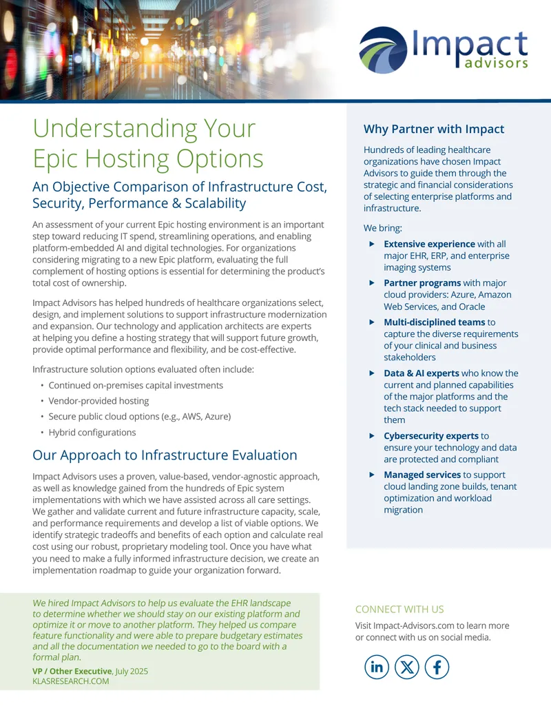 Epic Hosting Options Infrastructure Comparison Guide