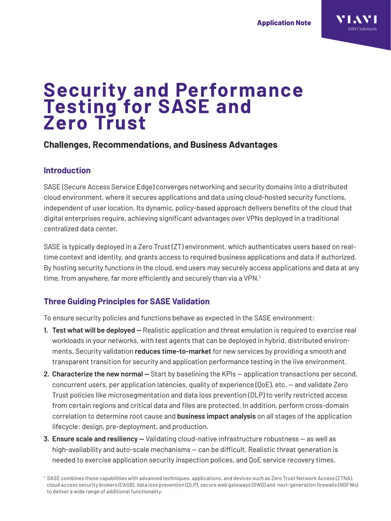Security and Performance Testing for SASE and Zero Trust