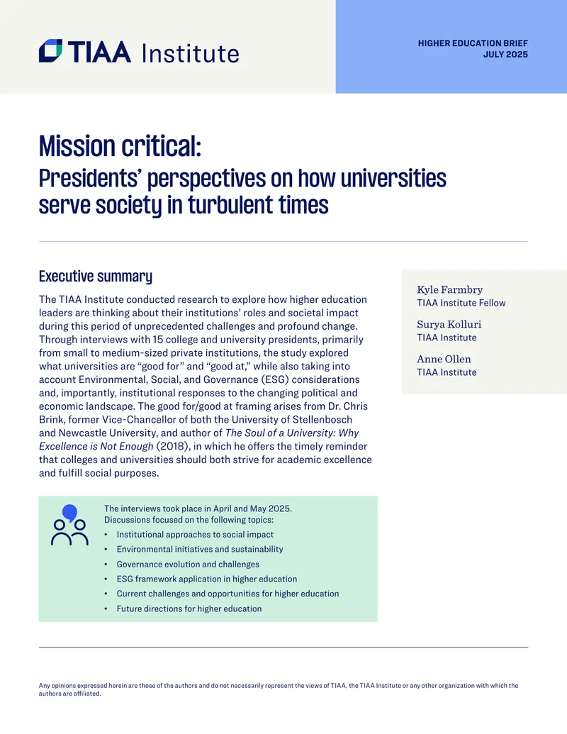 Presidents’ Perspectives on Universities' Societal Roles