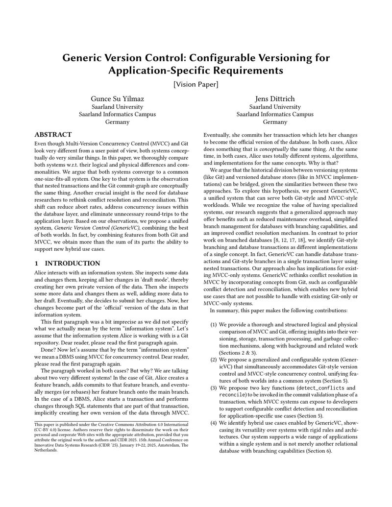 Generic Version Control for Application-Specific Requirements