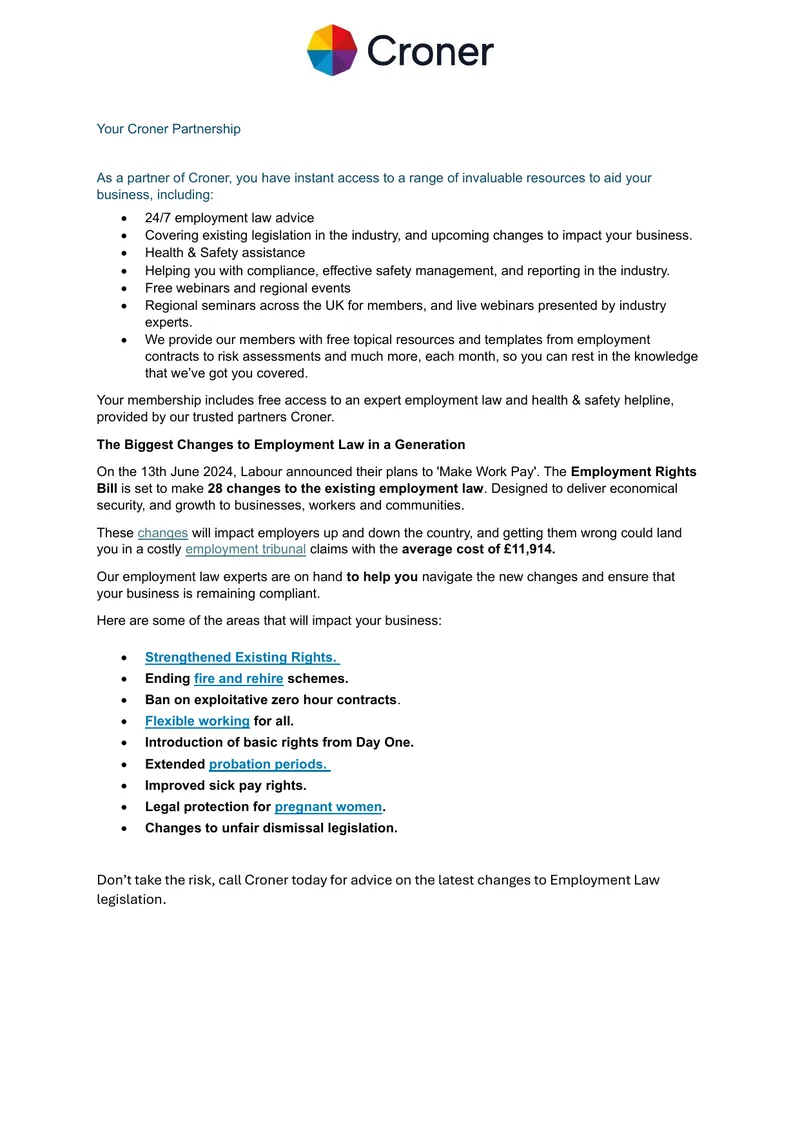 Croner Partnership Employment Law Resources
