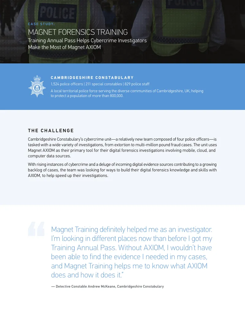 Magnet Forensics Training Case Study