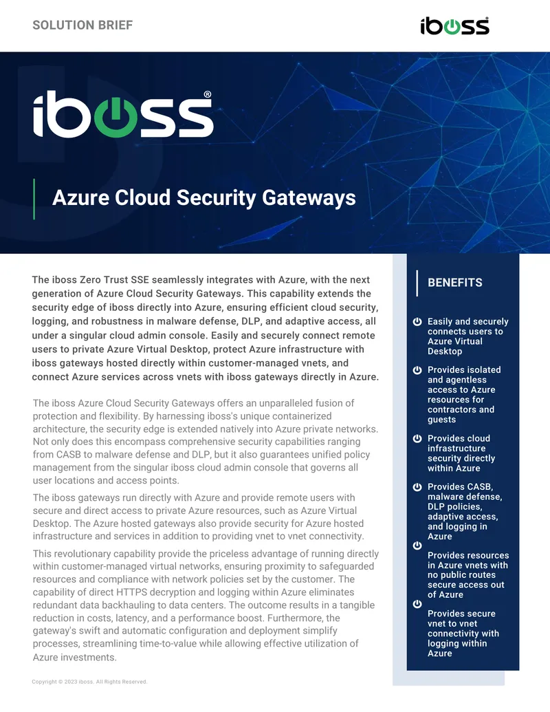 Azure Cloud Security Gateways Solution Brief