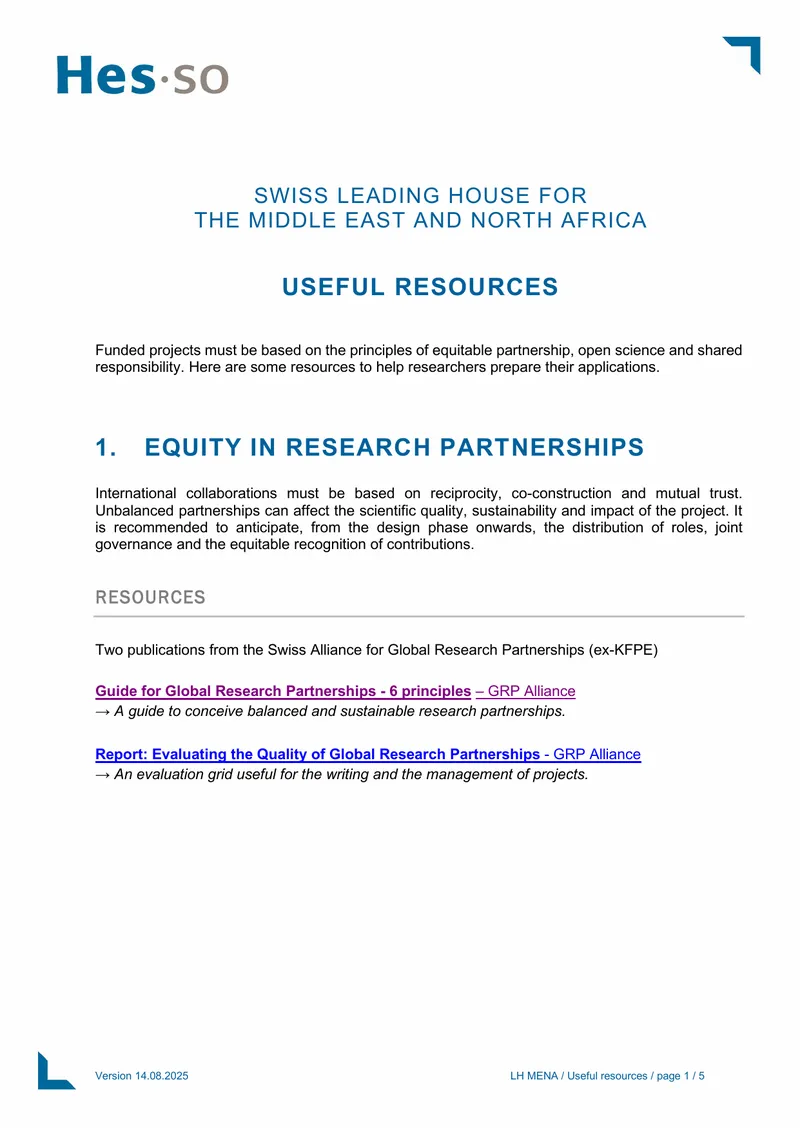 Guidelines for Research Partnerships in MENA Region