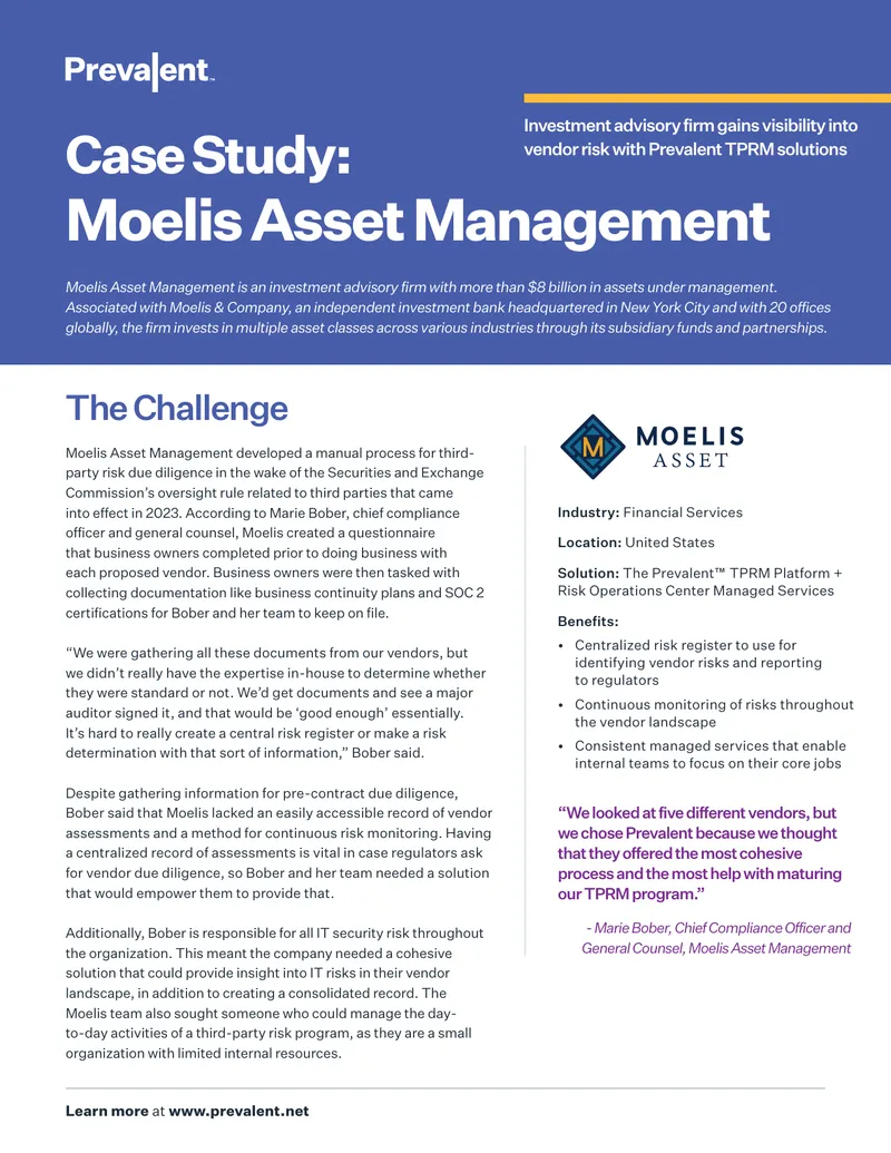 Moelis Asset Management Third-Party Risk Management Case Study
