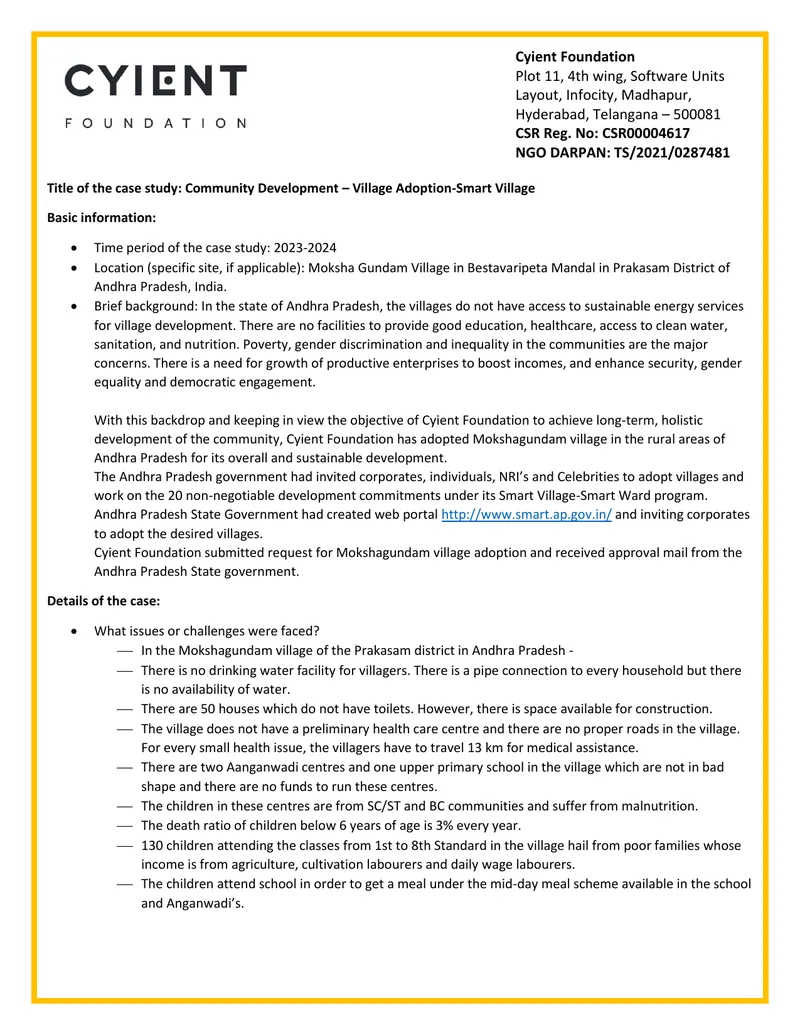 Community Development Case Study for Moksha Gundam Village