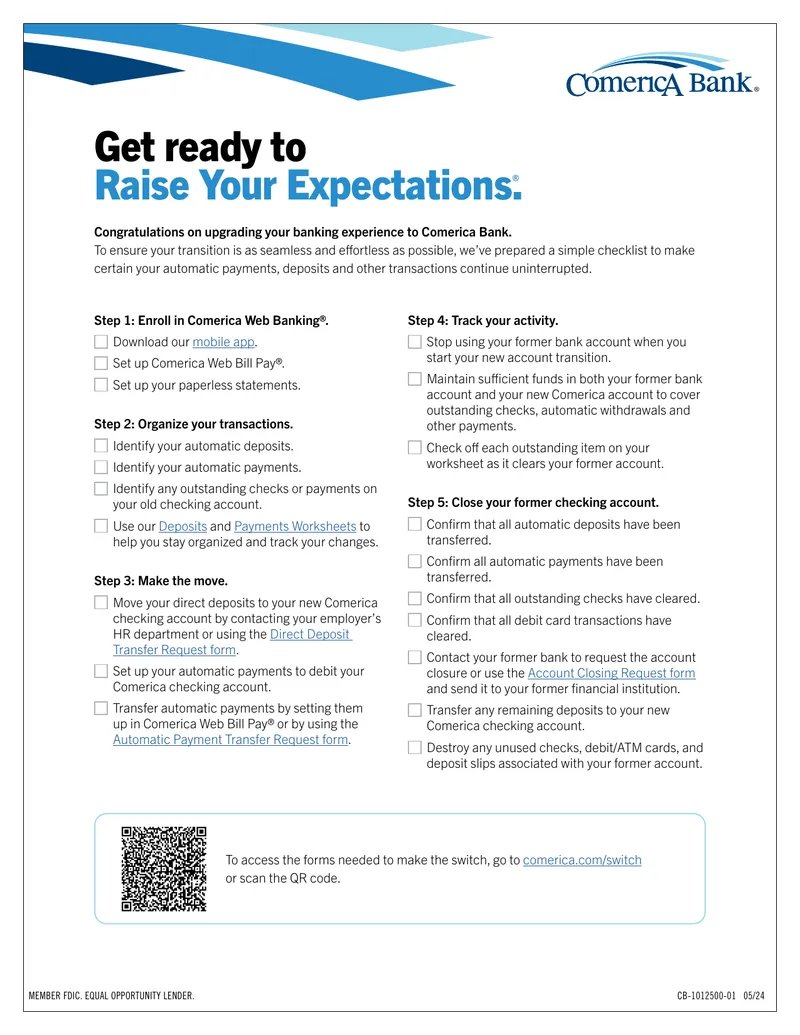 Comerica Bank Account Transition Guide