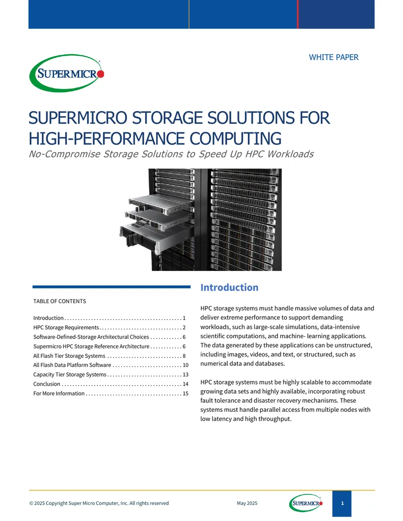 Supermicro Storage Solutions for High-Performance Computing