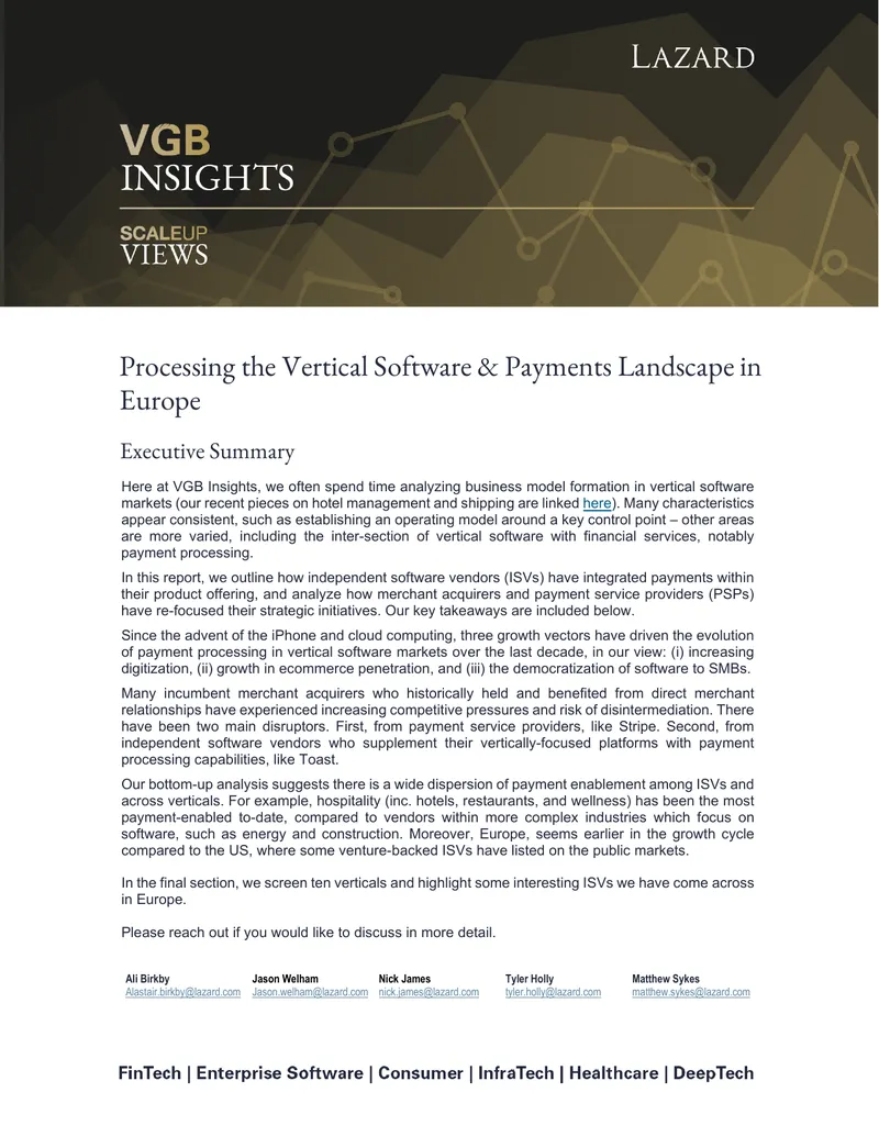 Processing the Vertical Software and Payments Landscape in Europe