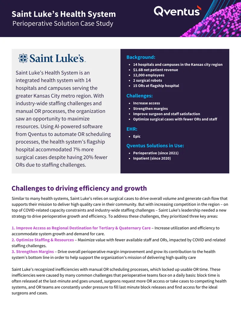 Saint Luke's Health System Perioperative Solution Case Study