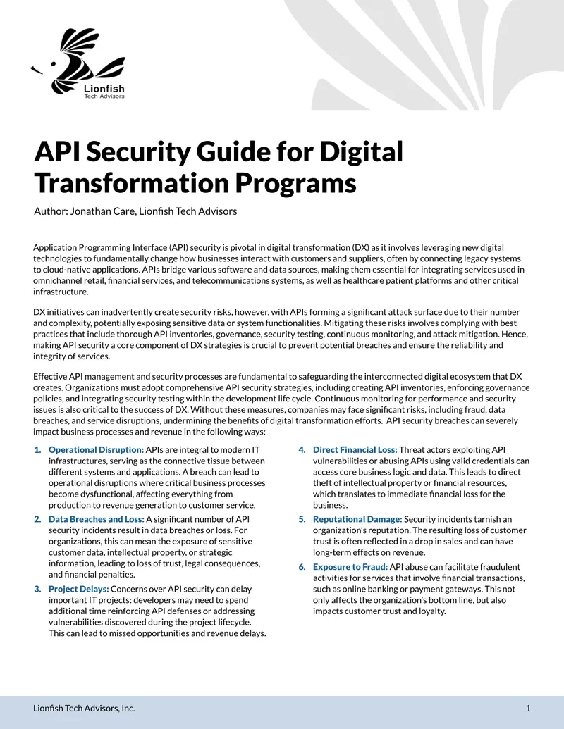 API Security Guide for Digital Transformation Programs