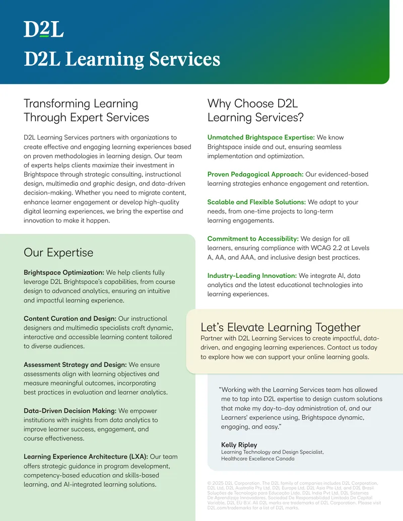 D2L Learning Services Overview