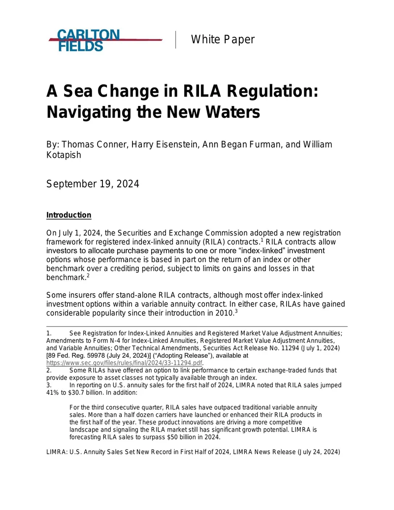 New Registration Framework for RILA Contracts