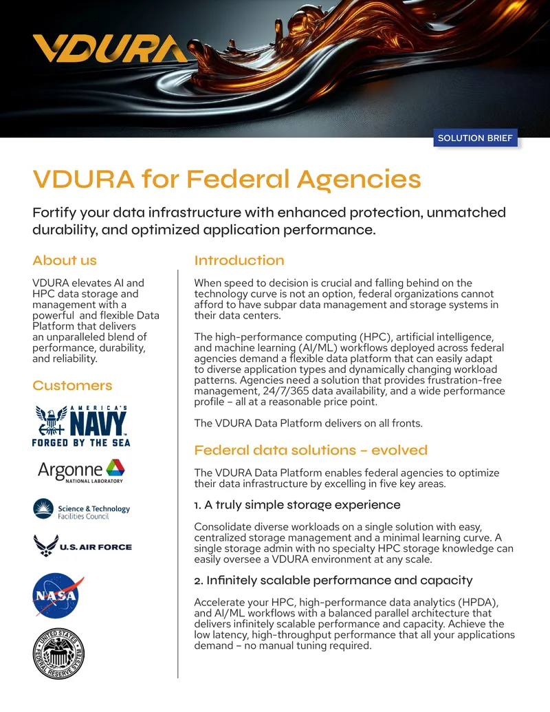 VDURA Data Platform for Federal Agencies