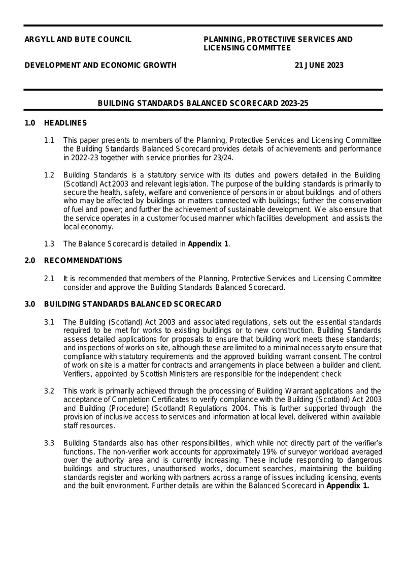 Building Standards Balanced Scorecard 2023-25