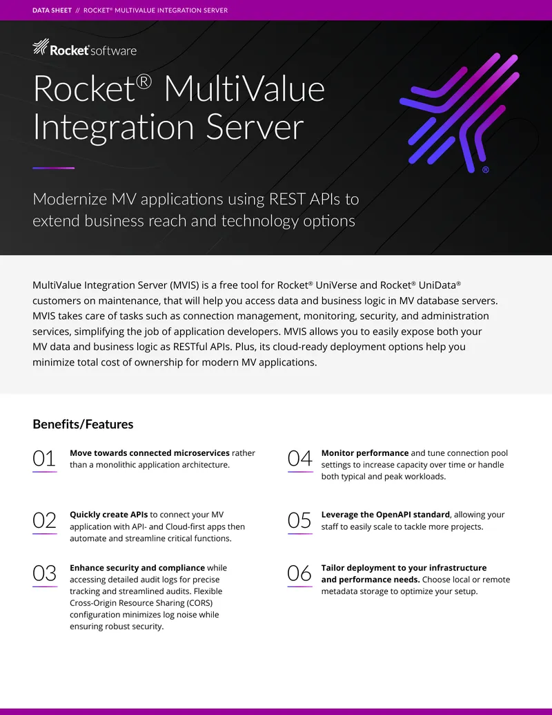 Rocket MultiValue Integration Server Data Sheet