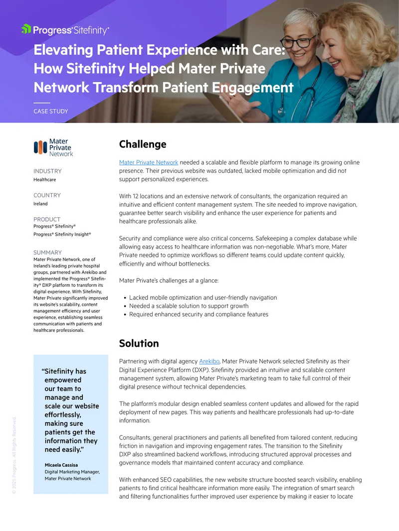 Mater Private Network Patient Engagement Transformation Case Study
