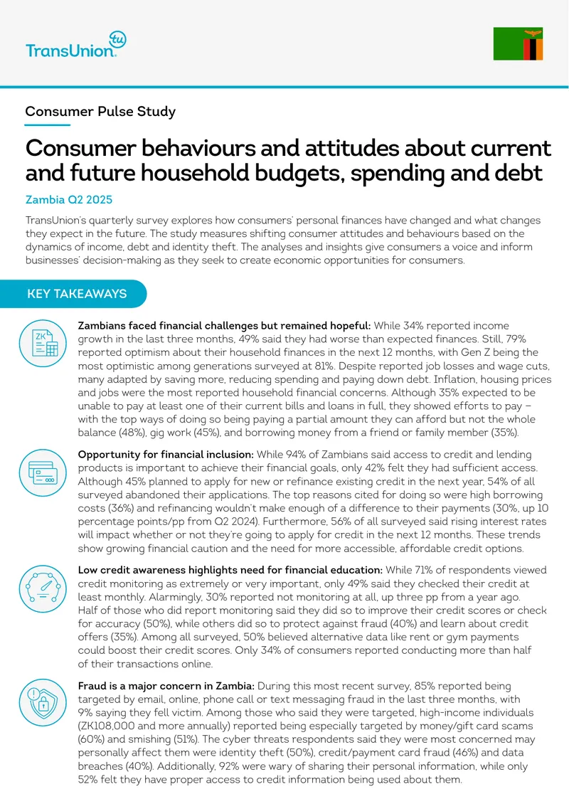 Consumer Pulse Study on Household Finances in Zambia Q2 2025