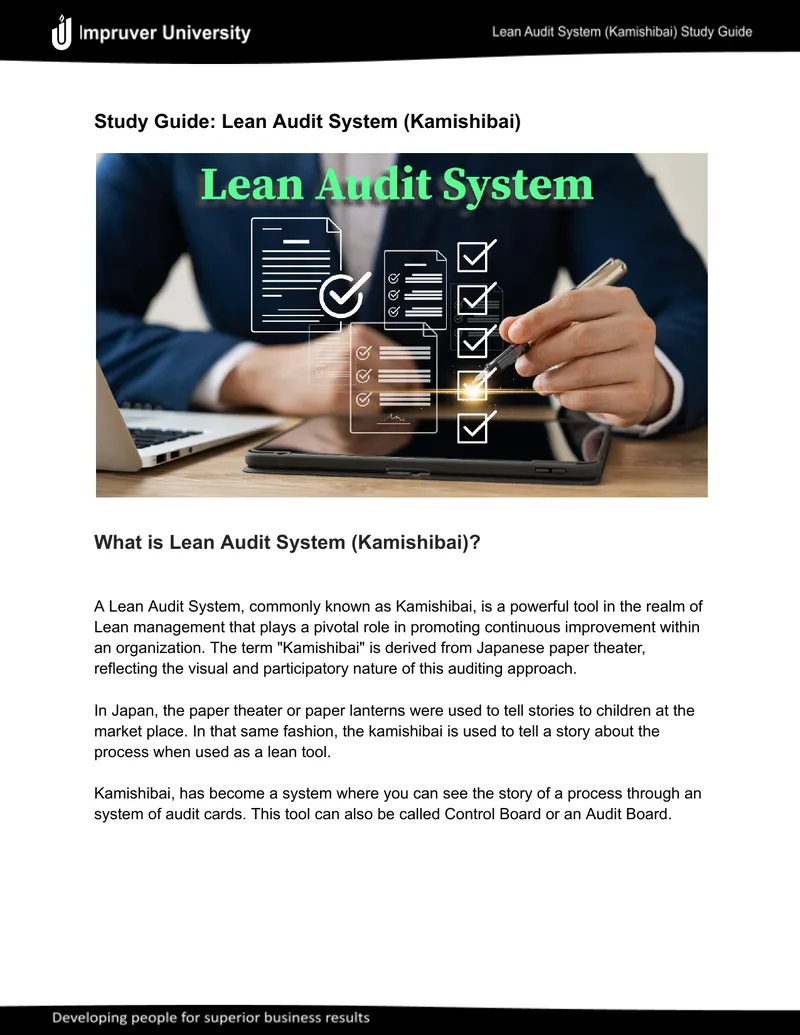 Lean Audit System Kamishibai Study Guide preview page 1