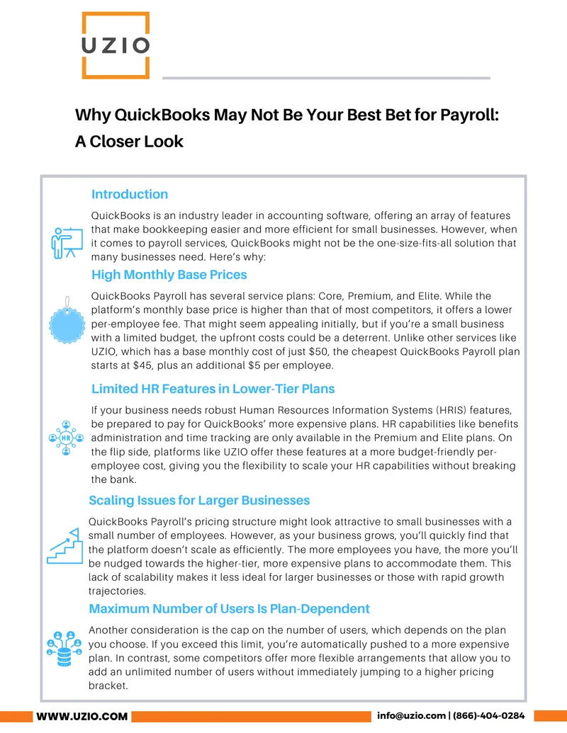 Comparison of QuickBooks Payroll and UZIO Payroll