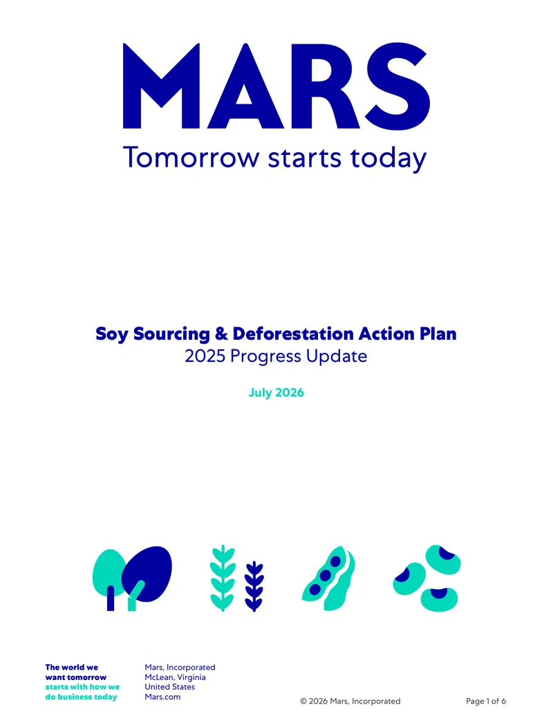 Soy Sourcing and Deforestation Action Plan Progress Update