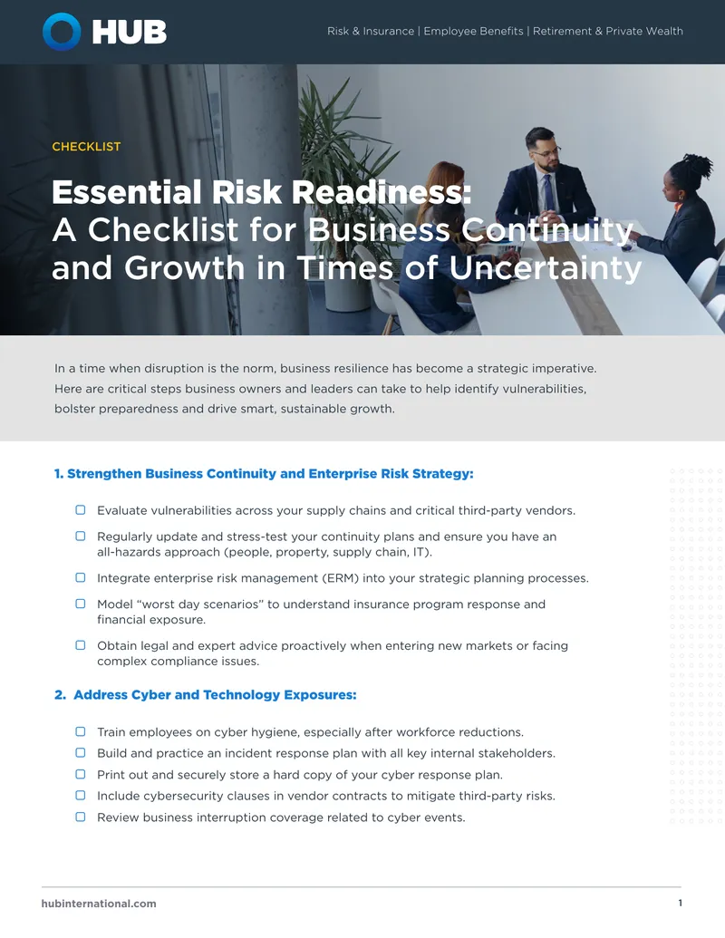 Essential Risk Readiness Checklist for Business Continuity