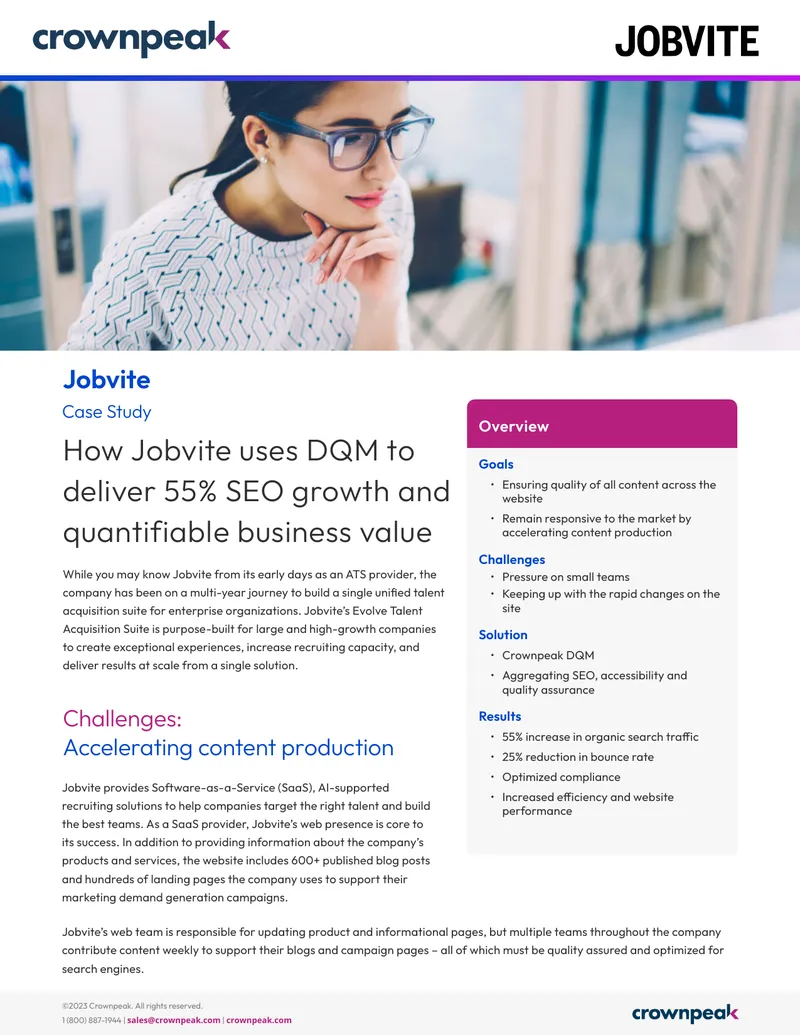 Jobvite Case Study on Crownpeak DQM Implementation
