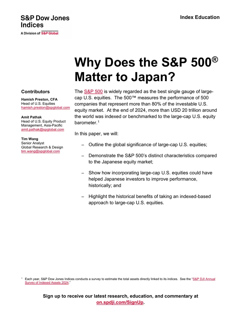 Significance of the S&P 500 for Japanese Investors