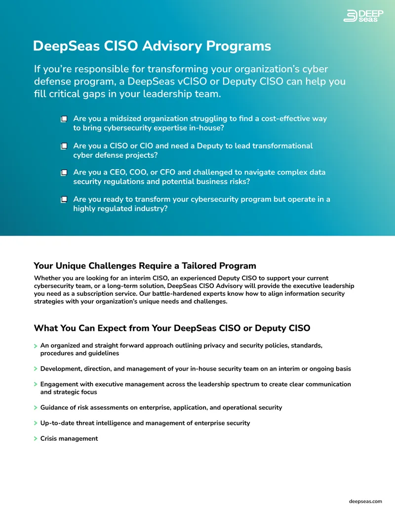 DeepSeas CISO Advisory Programs Overview