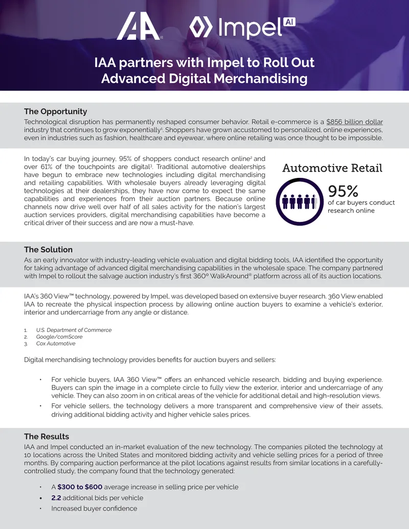 IAA and Impel Partnership for Digital Merchandising