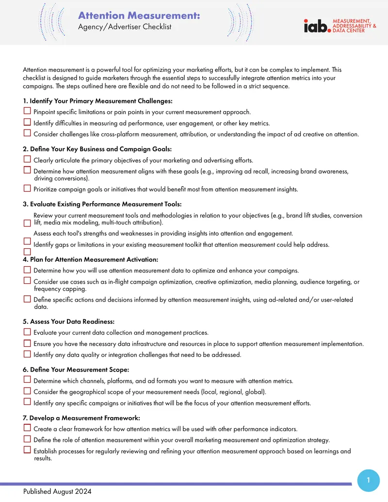 Attention Measurement Agency Advertiser Checklist