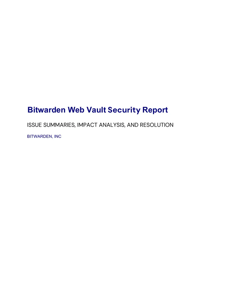 Bitwarden Web Vault Security Report
