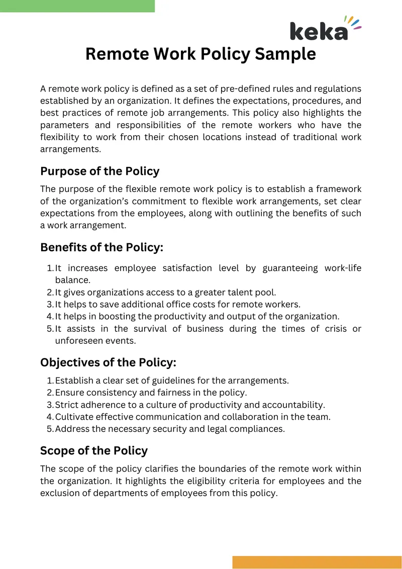 Remote Work Policy Framework and Guidelines