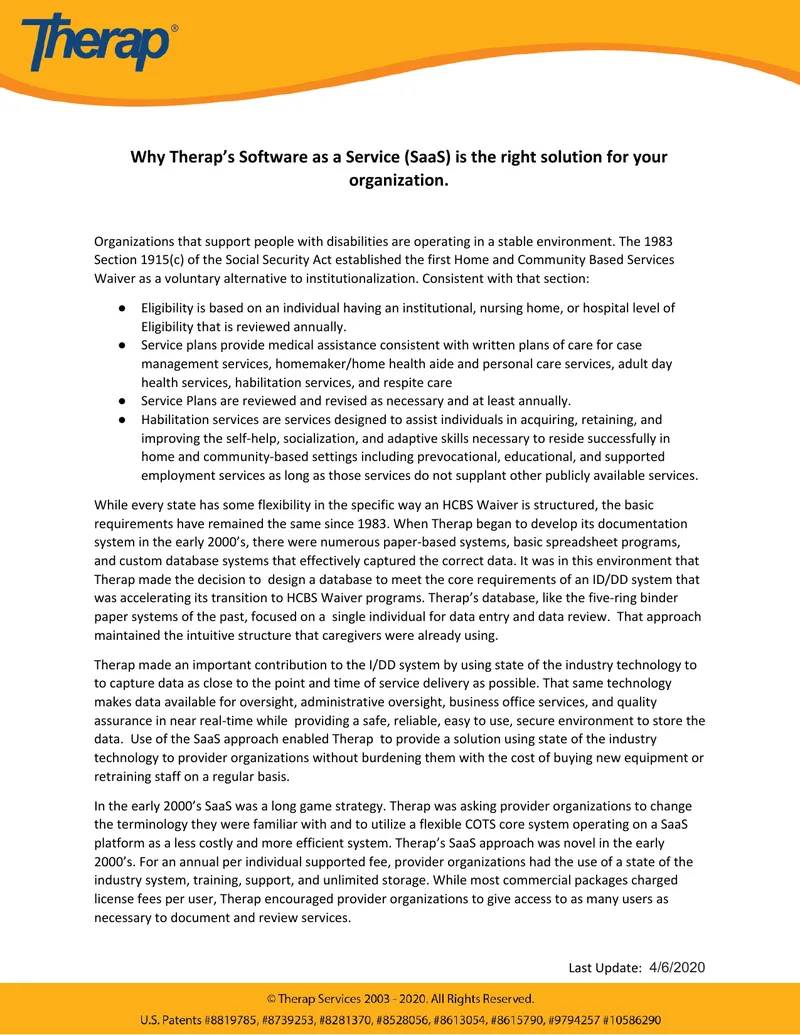Therap Software as a Service Overview