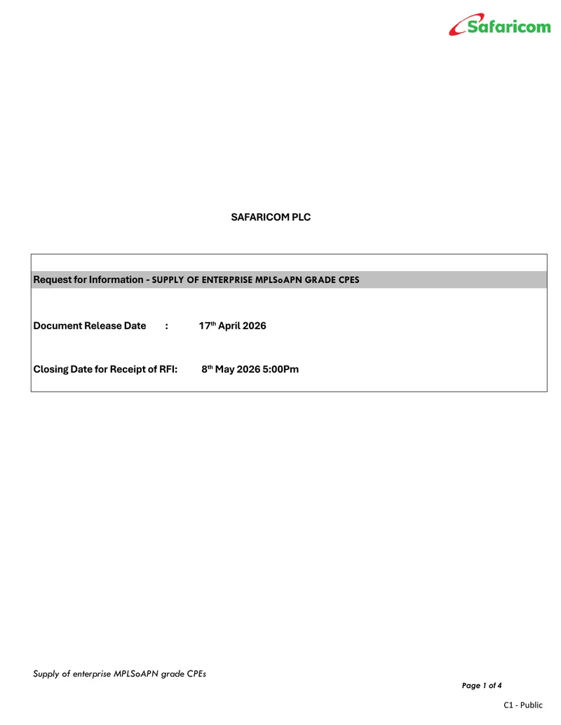 Request for Information on MPLSoAPN Grade CPEs