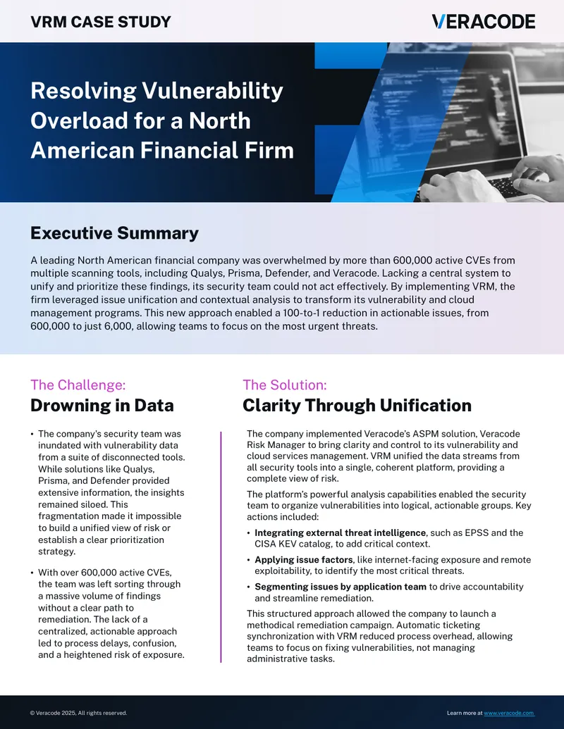 Resolving Vulnerability Overload for a Financial Firm