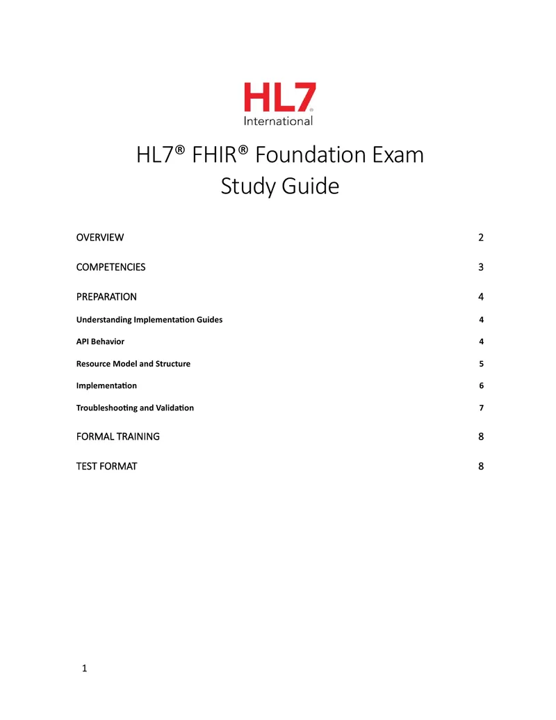 HL7 FHIR Foundation Exam Study Guide