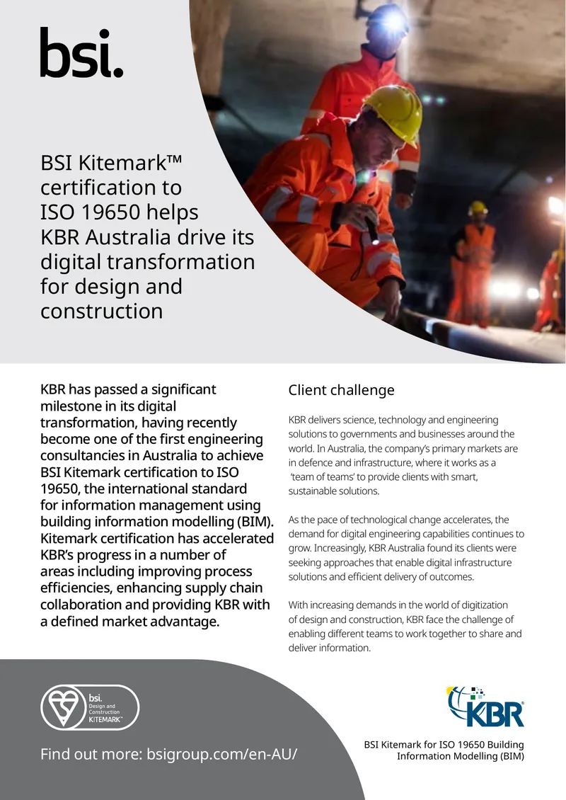 KBR Achieves BSI Kitemark Certification for ISO 19650