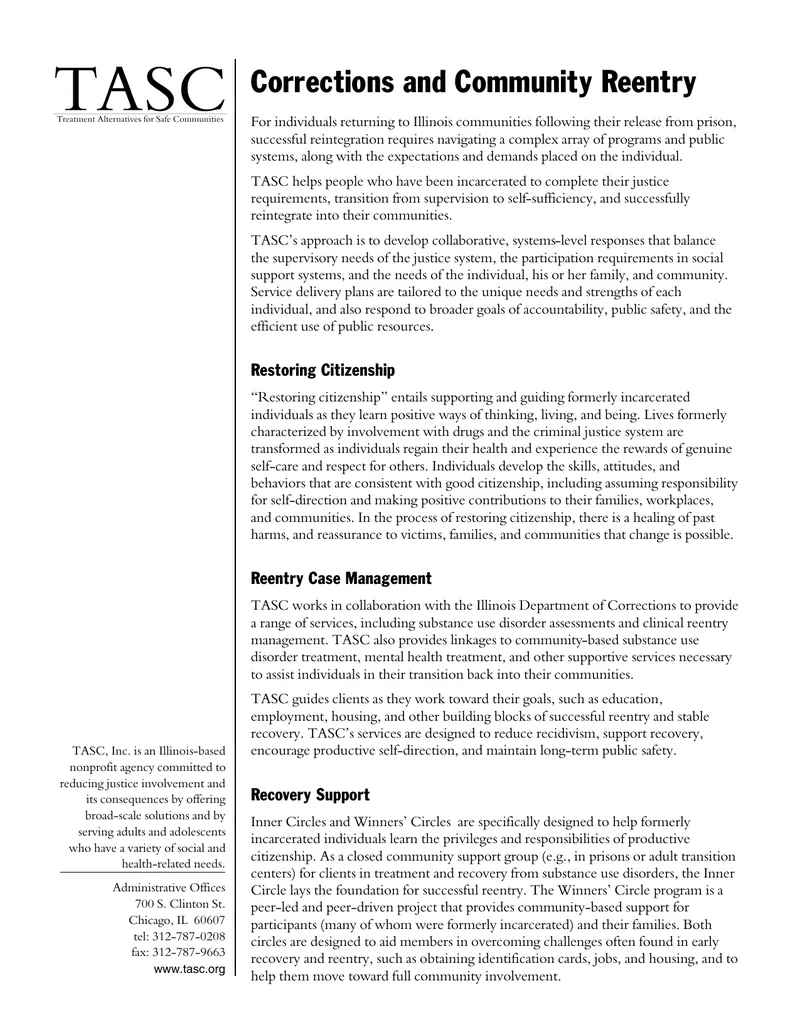 Corrections and Community Reentry Support Framework