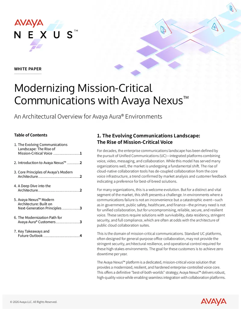 Modernizing Mission-Critical Communications with Avaya Nexus