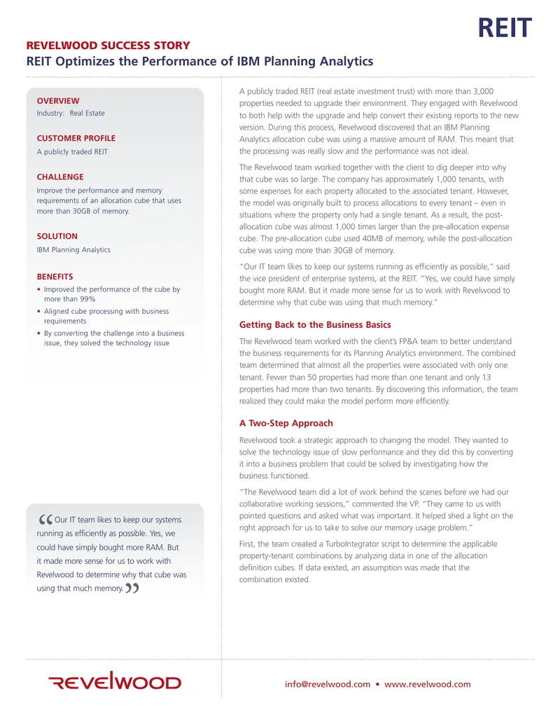 REIT Performance Optimization Case Study