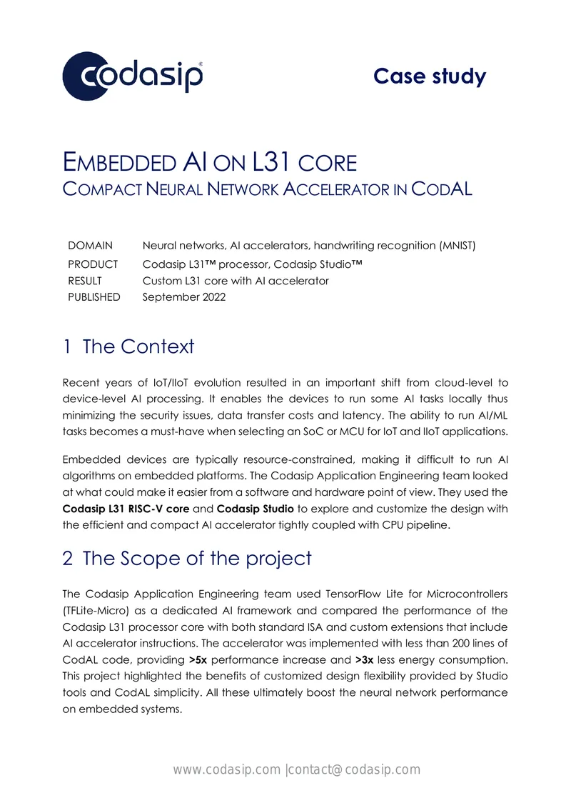 Embedded AI on L31 Core Case Study