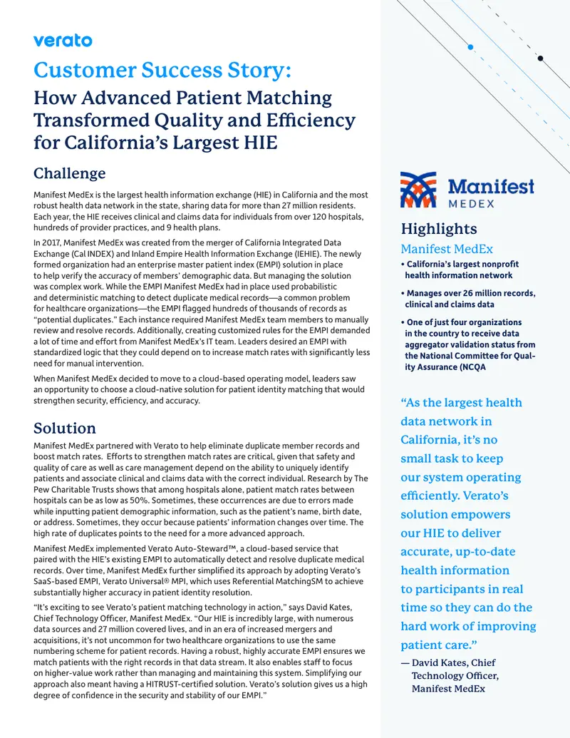 Advanced Patient Matching Implementation Case Study