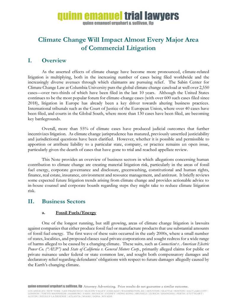 Climate Change Impact on Commercial Litigation