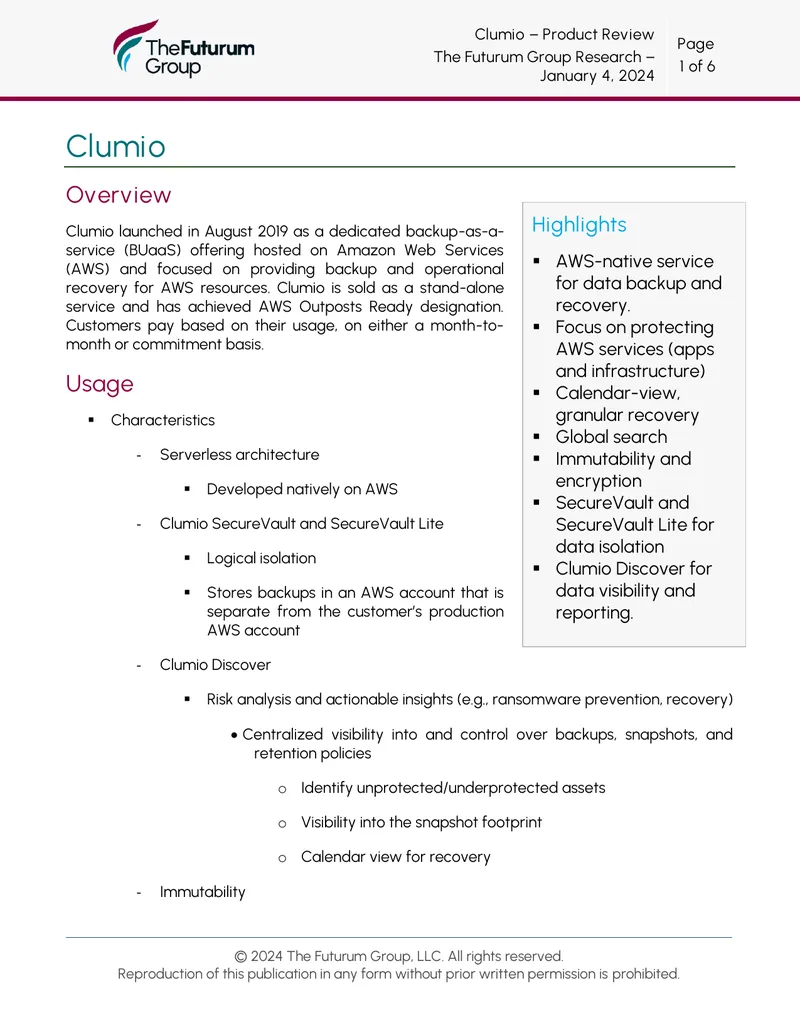 Clumio Backup-as-a-Service Product Review