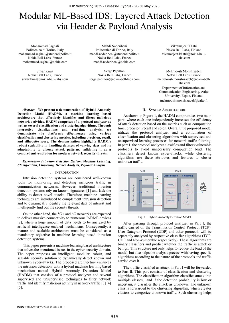 Modular Machine Learning-Based Intrusion Detection System