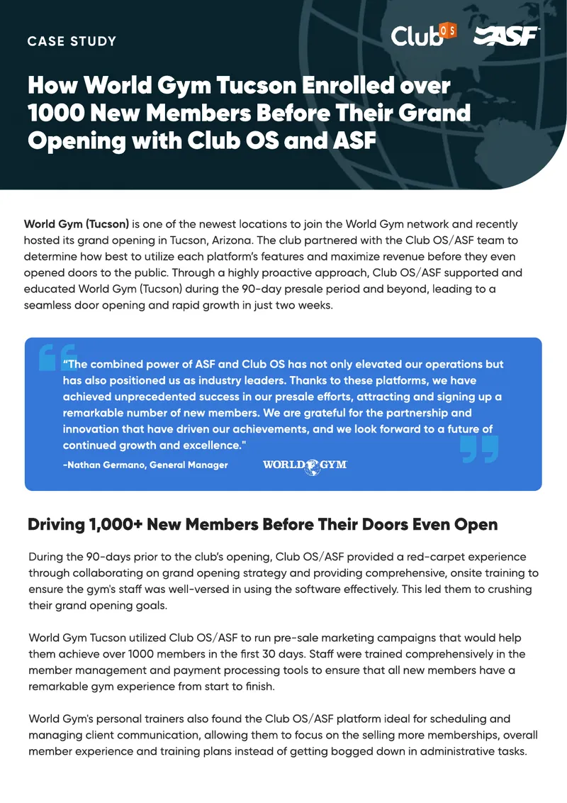 World Gym Tucson Member Enrollment Strategy