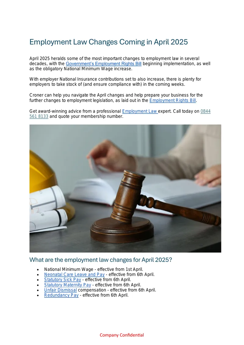 Upcoming Changes to Employment Law in April 2025
