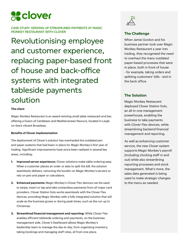 Streamlining Payment Processes at Magic Monkey Restaurant